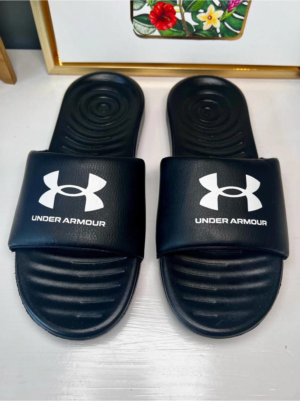 Under Armour Men’s  UA Ansa Fixed Slide Black White Size 9